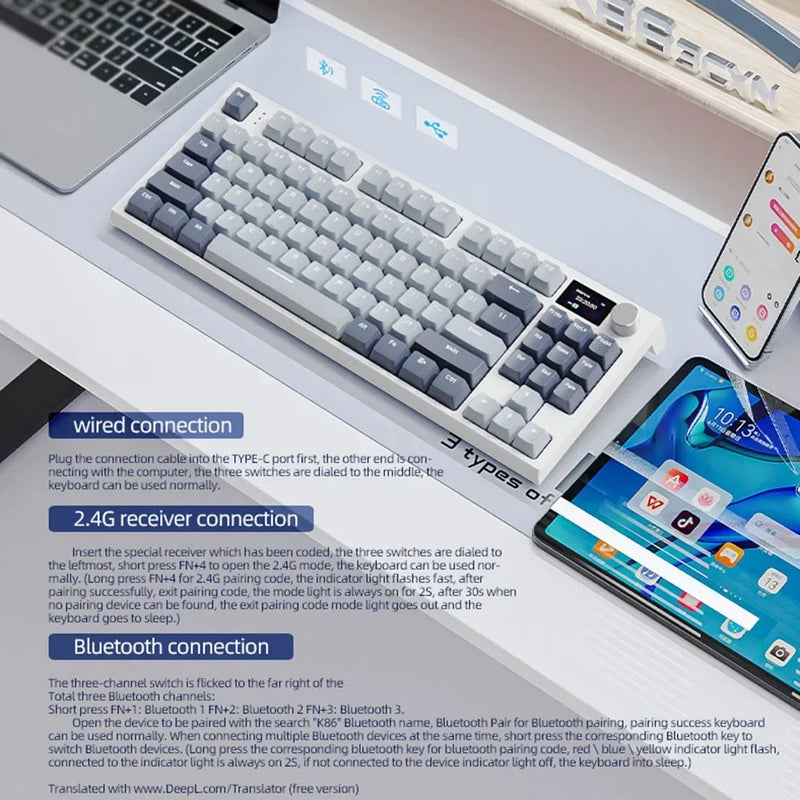 Teclado Mecânico Gamer Attack Shark K86 | Hotswap, RGB, Tela TFT e Tri-Mode